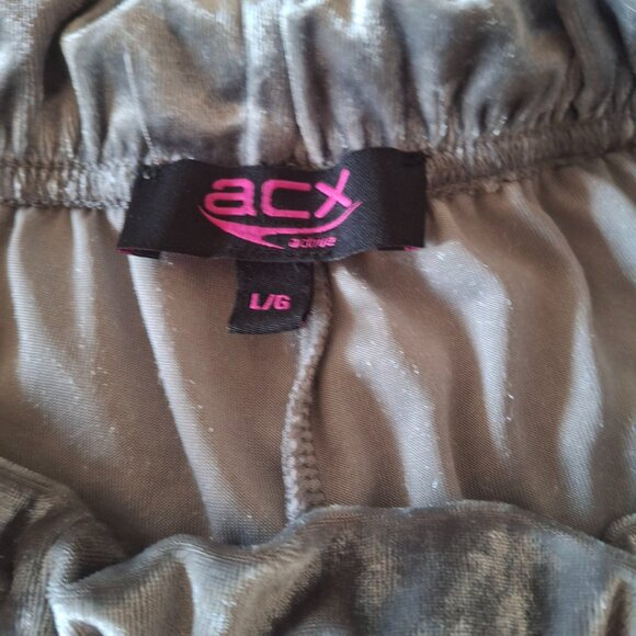 ACX Active Women's Silver Crushed Velour Sport Pants Sz L 30 Inseam Y2K - Picture 5 of 7